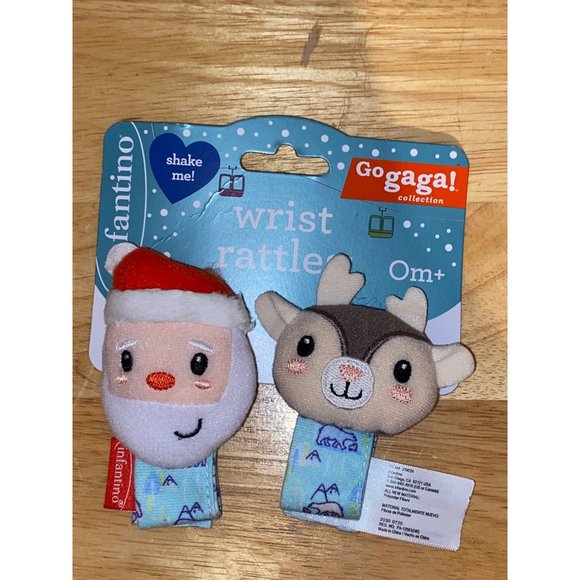 Infantino Go gaga! Santa & Rudolph Reindeer Baby Christmas Holiday Wrist Rattle - Picture 2 of 3